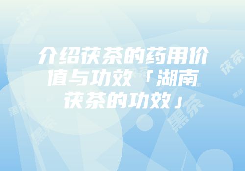 介绍茯茶的药用价值与功效「湖南茯茶的功效」