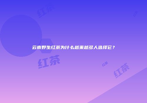 云南野生红茶为什么越来越多人选择它？