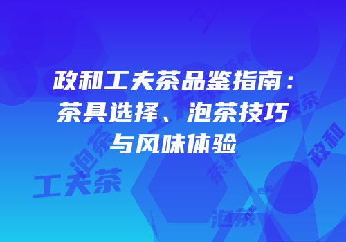政和工夫茶品鉴指南：茶具选择、泡茶技巧与风味体验