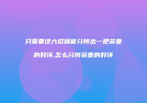只需要这六招就能分辨出一把茶壶的好坏,怎么分辨茶壶的好坏