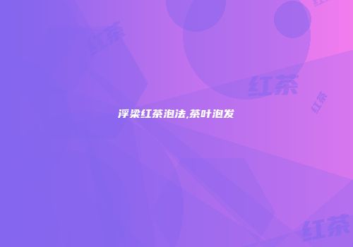 浮梁红茶泡法,茶叶泡发