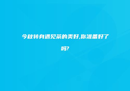 今秋转身遇见茶的美好,你准备好了吗?