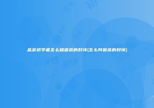 品茶初学者怎么知道茶的好坏(怎么判断茶的好坏)