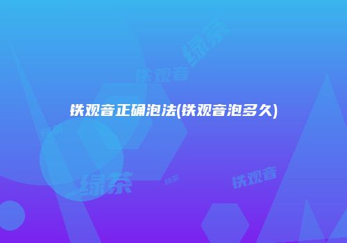 铁观音正确泡法(铁观音泡多久)
