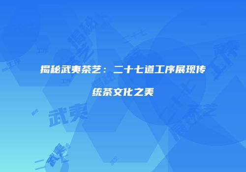 揭秘武夷茶艺：二十七道工序展现传统茶文化之美