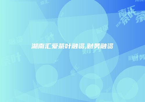 湖南汇爱茶叶融资,财务融资