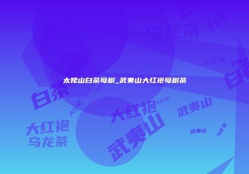 太姥山白茶母树_武夷山大红袍母树茶