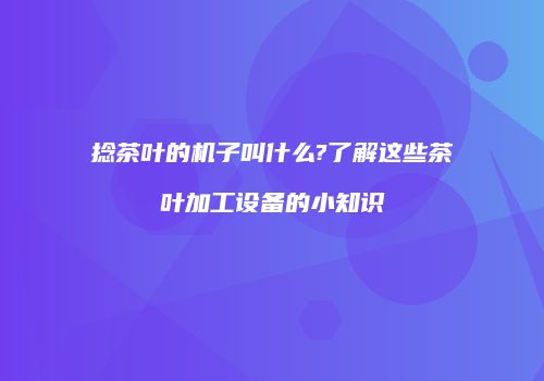 捻茶叶的机子叫什么?了解这些茶叶加工设备的小知识