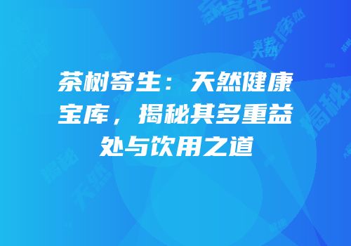 茶树寄生：天然健康宝库，揭秘其多重益处与饮用之道