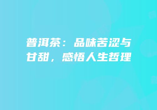 普洱茶：品味苦涩与甘甜，感悟人生哲理