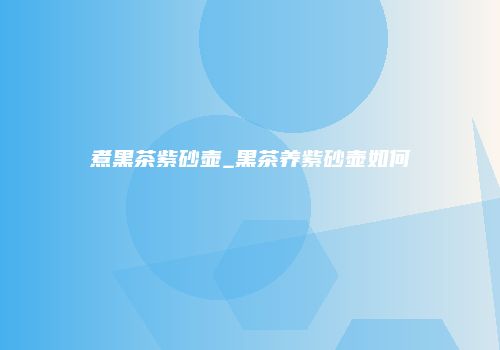 煮黑茶紫砂壶_黑茶养紫砂壶如何