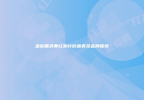 金骏眉武夷红茶叶价格表及品牌推荐