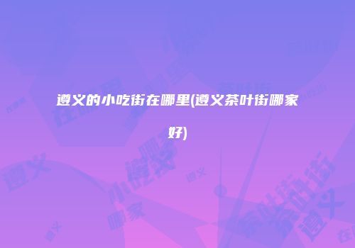 遵义的小吃街在哪里(遵义茶叶街哪家好)