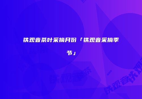 铁观音茶叶采摘月份「铁观音采摘季节」