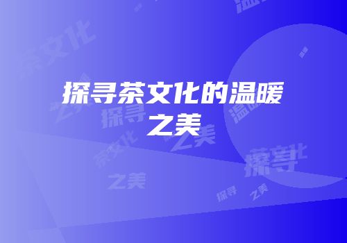 探寻茶文化的温暖之美