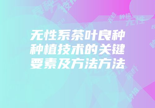 无性系茶叶良种种植技术的关键要素及方法方法