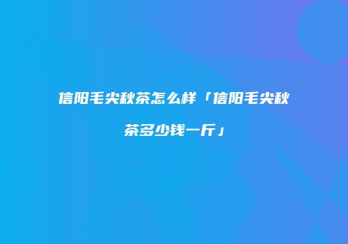 信阳毛尖秋茶怎么样「信阳毛尖秋茶多少钱一斤」