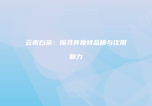 云南白茶：探寻其独特品质与饮用魅力