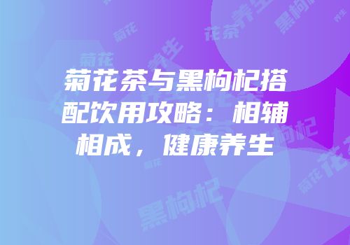 菊花茶与黑枸杞搭配饮用攻略：相辅相成，健康养生