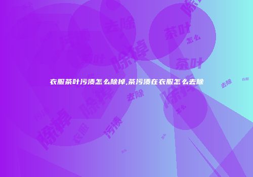 衣服茶叶污渍怎么除掉,茶污渍在衣服怎么去除