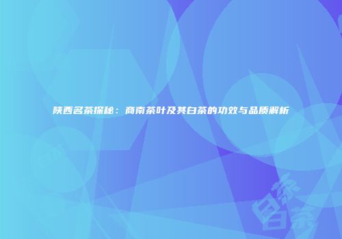 陕西名茶探秘：商南茶叶及其白茶的功效与品质解析