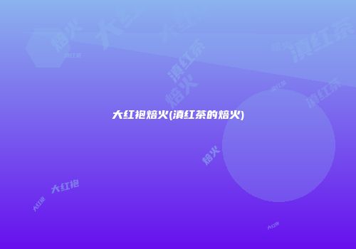 大红袍焙火(滇红茶的焙火)