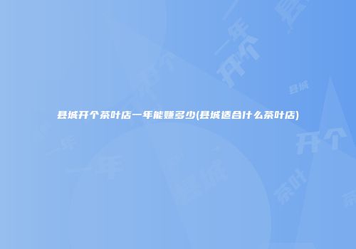 县城开个茶叶店一年能赚多少(县城适合什么茶叶店)