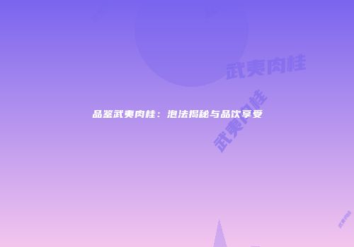 品鉴武夷肉桂：泡法揭秘与品饮享受