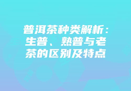 普洱茶种类解析：生普、熟普与老茶的区别及特点