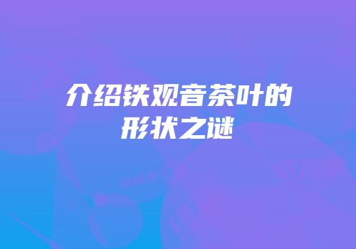 介绍铁观音茶叶的形状之谜
