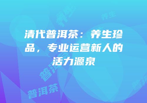 清代普洱茶：养生珍品，专业运营新人的活力源泉