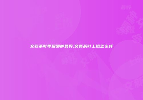 文新茶叶等级哪种最好,文新茶叶上班怎么样