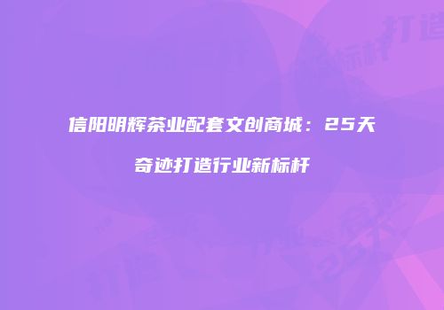 信阳明辉茶业配套文创商城：25天奇迹打造行业新标杆