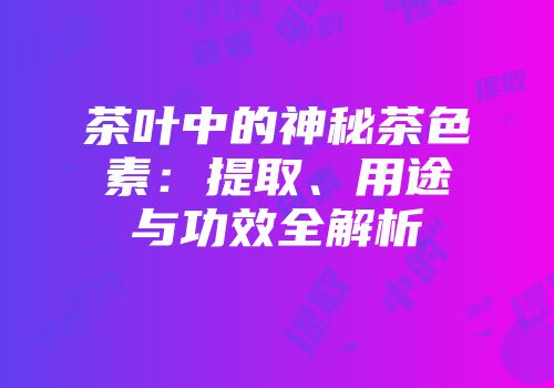 茶叶中的神秘茶色素：提取、用途与功效全解析