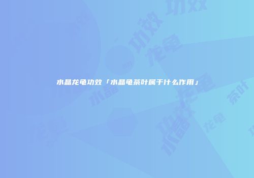 水晶龙龟功效「水晶龟茶叶属于什么作用」