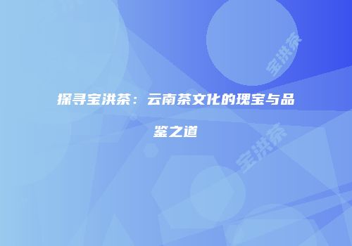 探寻宝洪茶：云南茶文化的瑰宝与品鉴之道