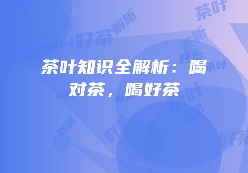 茶叶知识全解析：喝对茶，喝好茶