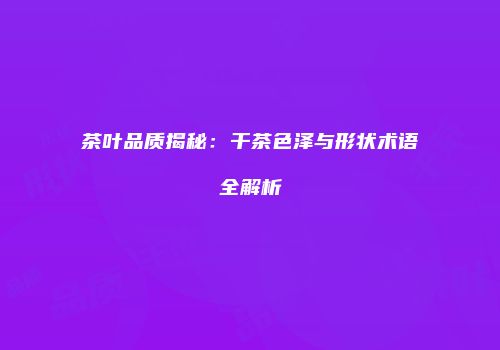 茶叶品质揭秘：干茶色泽与形状术语全解析