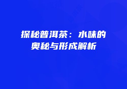 探秘普洱茶：水味的奥秘与形成解析