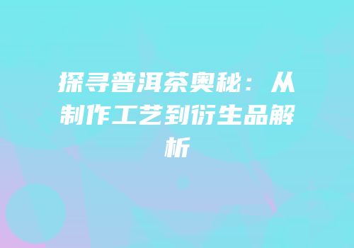探寻普洱茶奥秘：从制作工艺到衍生品解析
