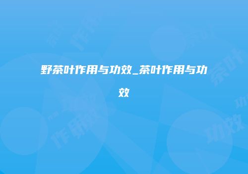 野茶叶作用与功效_茶叶作用与功效