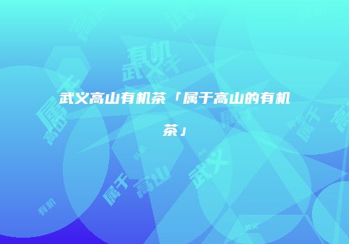 武义高山有机茶「属于高山的有机茶」