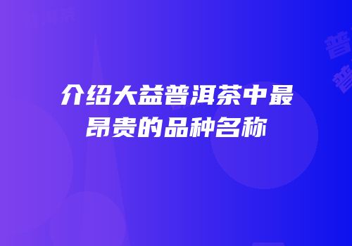 介绍大益普洱茶中最昂贵的品种名称