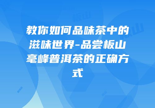 教你如何品味茶中的滋味世界-品尝板山毫峰普洱茶的正确方式