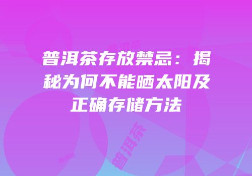 普洱茶存放禁忌：揭秘为何不能晒太阳及正确存储方法