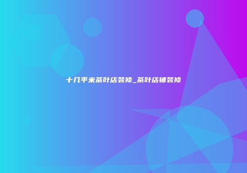 十几平米茶叶店装修_茶叶店铺装修