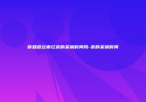 你知道云南红茶的采摘时间吗-茶的采摘时间