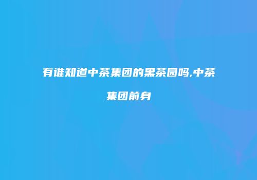 有谁知道中茶集团的黑茶园吗,中茶集团前身