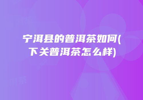 宁洱县的普洱茶如何(下关普洱茶怎么样)