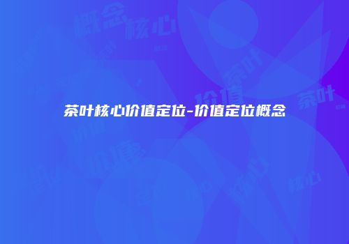 茶叶核心价值定位-价值定位概念